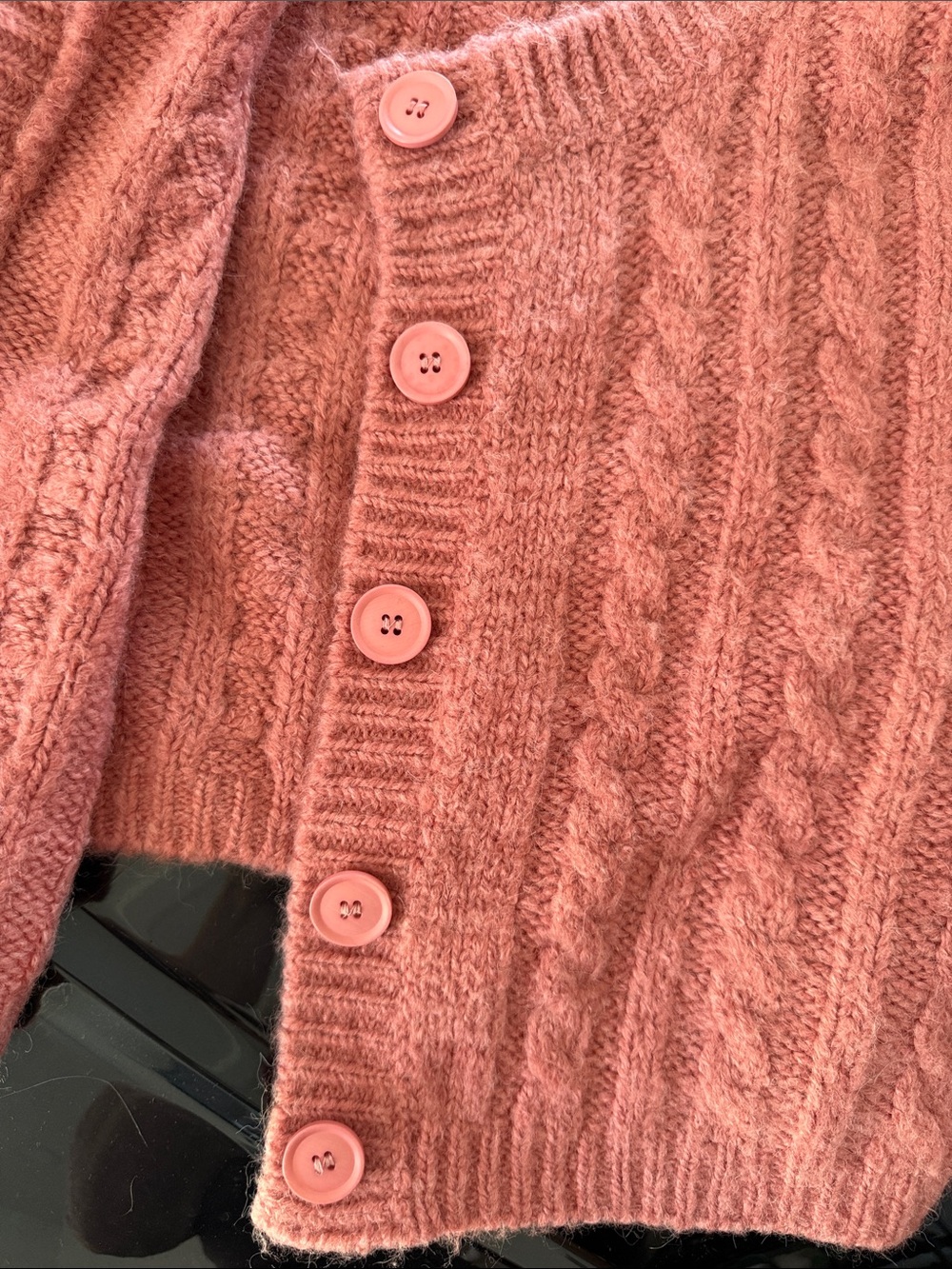 Nasty Gal Dusty Rose Cable Knit Cropped Cardigan - Picture 4 of 6